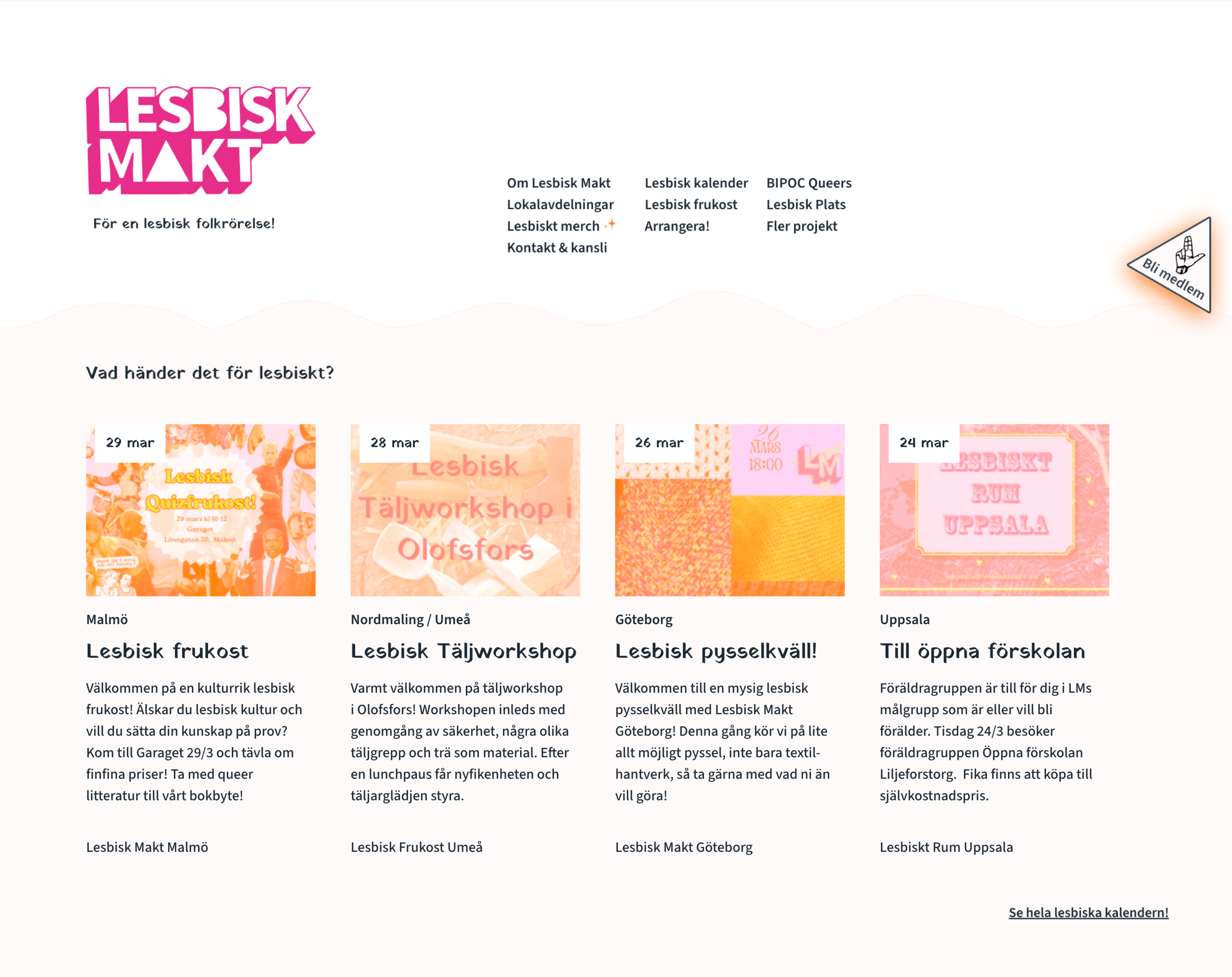 Screenshot of Lesbisk Makt website